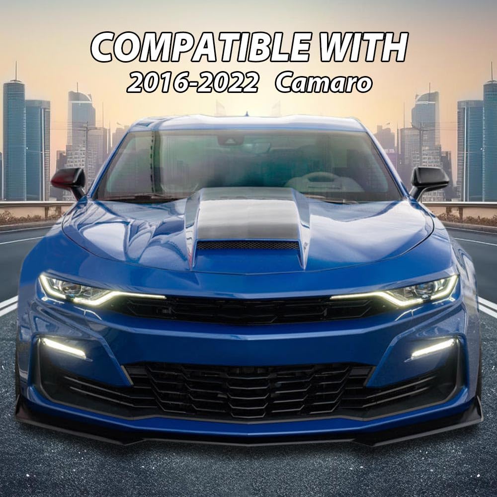 G-PLUS Front Bumper Lip Splitter 1LE Style Compatible with Chevy Camaro LT/LS/RS/SS Models 2016-2023 (Will Not Fit ZL1 Bumper Models) Textured Carbon Fiber Black