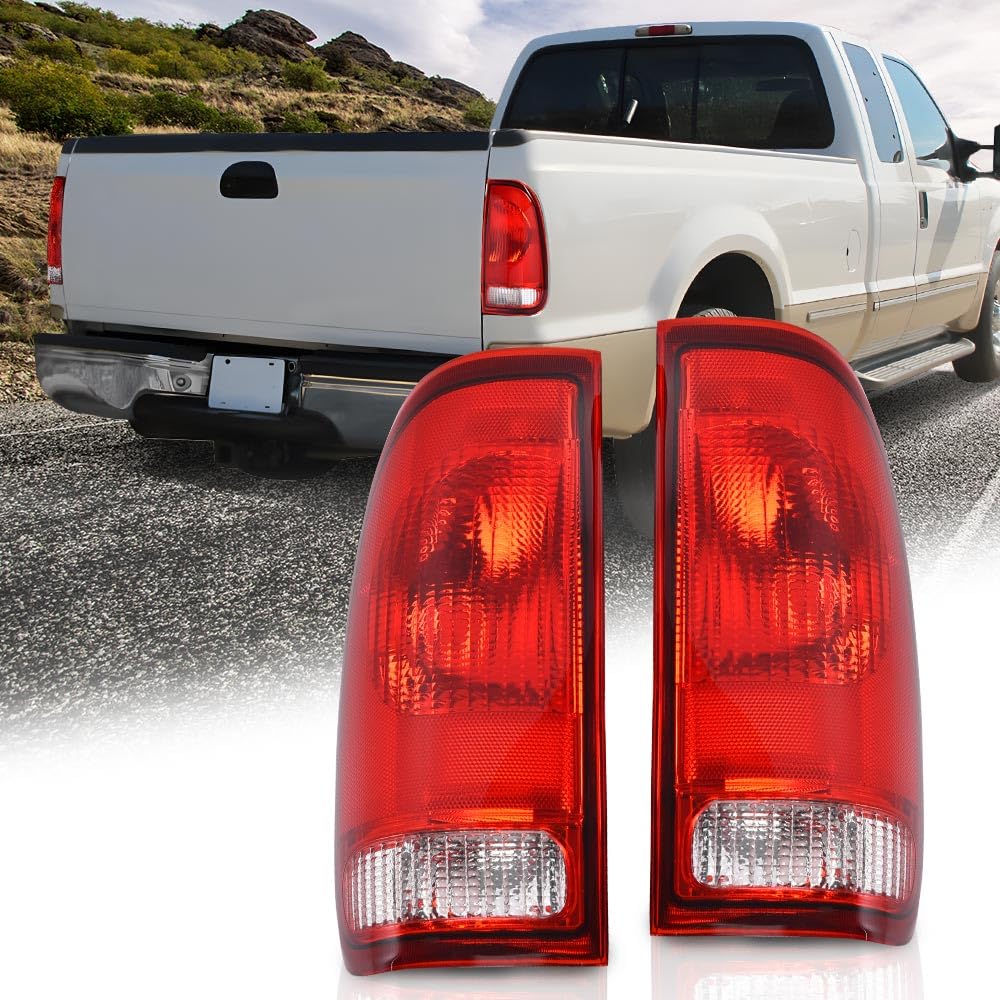 G-PLUS Pair Rear Tail Lights w/o Bulbs & Wire Harness Fit Ford F150 Stepside 1997-2004/ Fit Ford F250 1997-1999/ Fit F250 F350 F450 F550 Super Duty 1999-2007 F85Z13404CA faros traserosAssembly