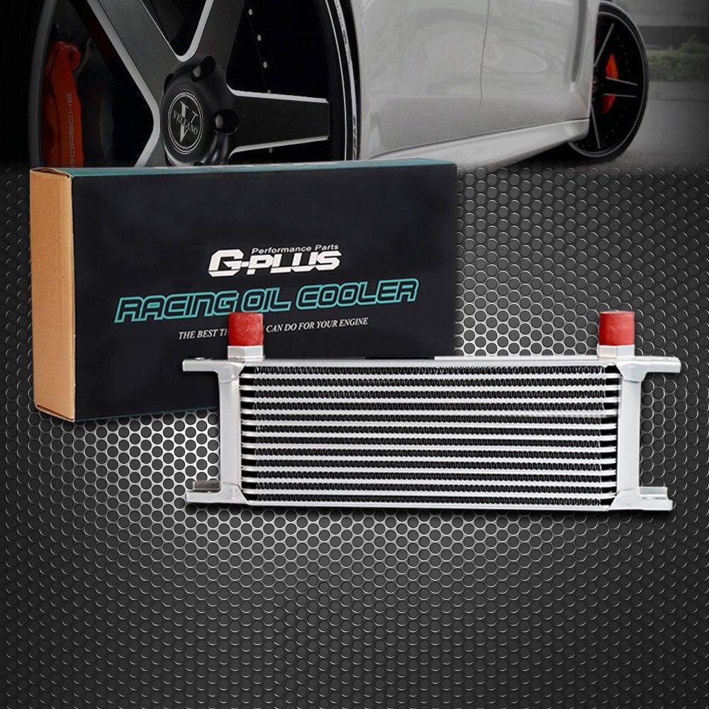 G-PLUS 13 Row AN10-10AN Universal Aluminum Engine Transmission Oil Cooler Silver