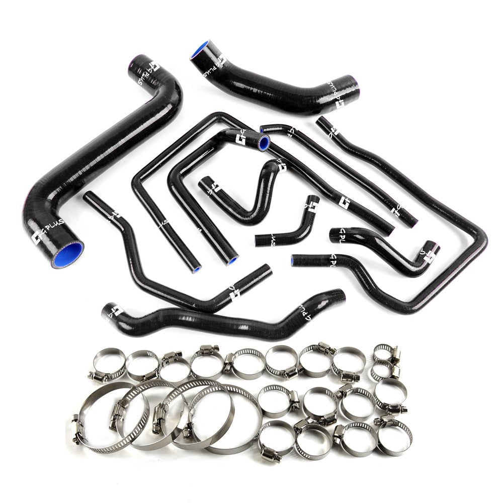 G-PLUS Silicone Radiator Coolant Hose Kit Clamps Compatible With 2002 2003 2004 2005 2006 2007 Subaru Impreza WRX/STi GDA/GDB EJ207, Black