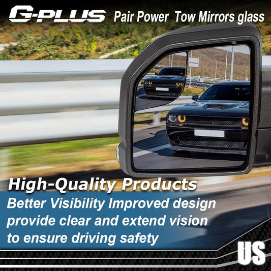 G-PLUS Power Mirror Glass Compatible With Ford F150 2015-2020 Exterior Mirror View Mirror Glass,A Pair Left+ Right Side