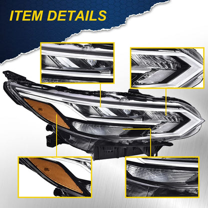 G-PLUS Headlights Assembly, Compatible with 2020-2021 Nissan Sentra Right Bumper Headlamp, Clear Lens Black Housing Amber ReflectorBumper Headlamps