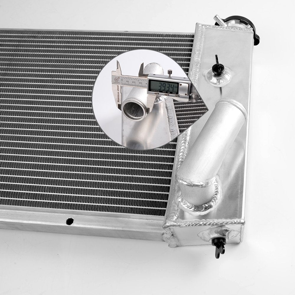 Compatible For Chevy Vega1971-1977 / Compatible For Pontiac Astre 1975-1976 Compatible For Chevy SBC V8 Conversion Aluminum Racing Radiator Replacement +10" Radiator Cooling Fan