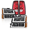 G-PLUS LED Headlights Assembly & Tail Lights Fit Chevy Silverado 1500 1500 HD 2500 2500 HD 2003-2006, Clear Lens Chrome Housing Amber Reflector Headlamps Assembly Red Taillights