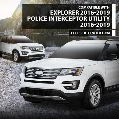 G-PLUS Front Left Fender Flare Compatible with Ford Explorer/Police Interceptor Utility 2016-2019, Left Driver Side Wheel Trim Opening Molding, FB5Z16039AB, FO1290130