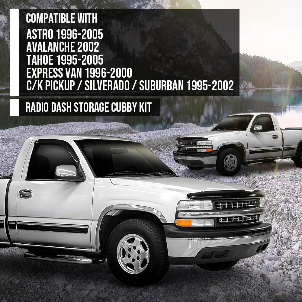 G-PLUS Truck Radio Car Stereo Dash Storage Cubby Kit Compatible with 1995-2005 GMC Chevy Pickup