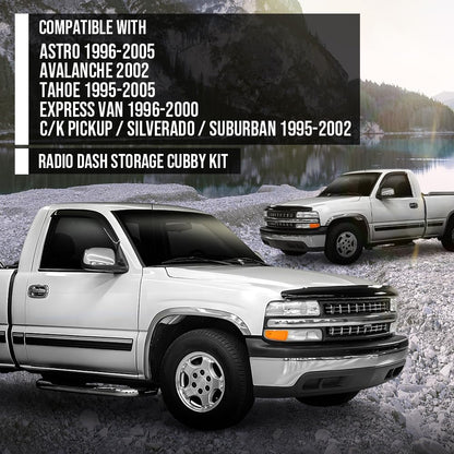 G-PLUS Truck Radio Car Stereo Dash Storage Cubby Kit Compatible with 1995-2005 GMC Chevy Pickup