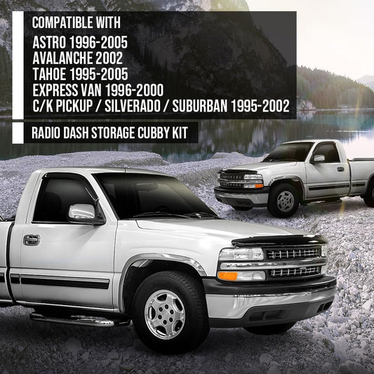 G-PLUS Truck Radio Car Stereo Dash Storage Cubby Kit Compatible with 1995-2005 GMC Chevy Pickup