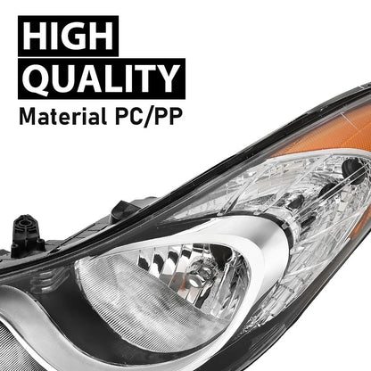 G-PLUS Headlights Compatible with Hyundai Elantra Sedan 2011-2013 HY2503161, HY2502161 Left & Right Clear Lens Chrome Housing Amber Reflector Bumper Headlamps,faros delanteros