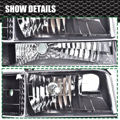 G-PLUS Headlights Fit Ford F150/250/350 Bronco/F-Super Duty 1992-1997 w/Corner Signal Driver Passenger Headlamps Clear Lens Black Housing Clear Reflector,faros delanteros