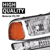 G-PLUS LED DRL Headlights Assembly, Compatible with 1999-2007 GMC Sierra 1500/2001-2007 GMC Sierra 1500 HD Bumper Headlamps, Clear Lens Chrome Housing Amber Reflector,faros delanteros