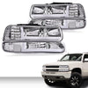 G-PLUS LED DRL Headlights Compatible with 1999-2002 Chevy Silverado/2001-2002 Silverado 1500HD 2500HD/00-06 Tahoe Suburban 1500 2500, Bumper Headlamps, 2Pcs Clear (Left+Right)