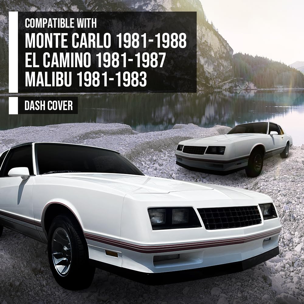 G-PLUS TPE Dash Cover Dashboard Panel Compatible with Chevy Monte Carlo 1981-1988 / El Camino 1981-1987 Fit Chevy Malibu 1981-1983 Black