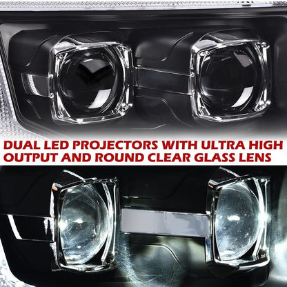 G-PLUS LED Headlights Assembly, Compatible with 2009-2014 Ford F150(Only Fit LED Style,NOt Fit without LED Style) Bumper Headlamps,Clear Lens Black Housing Amber Reflector