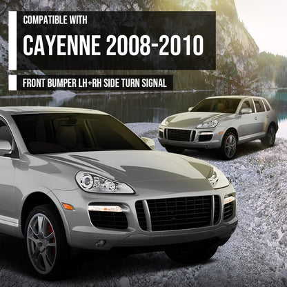 G-PLUS Front Bumper LH+RH Side Turn Signal Compatible with Porsche Cayenne 2008 2009 2010 95563118502, 95563118602 White