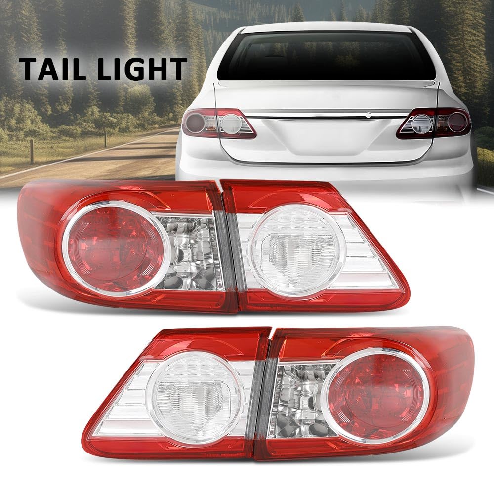 G-PLUS Tail Light Rear Brake Lamp Kit Halogen Compatible with Toyota Corolla Base/L/XRS/ (submodel: CE, LE, S) 2011-2013 8155112C10, 8156112C10 Red