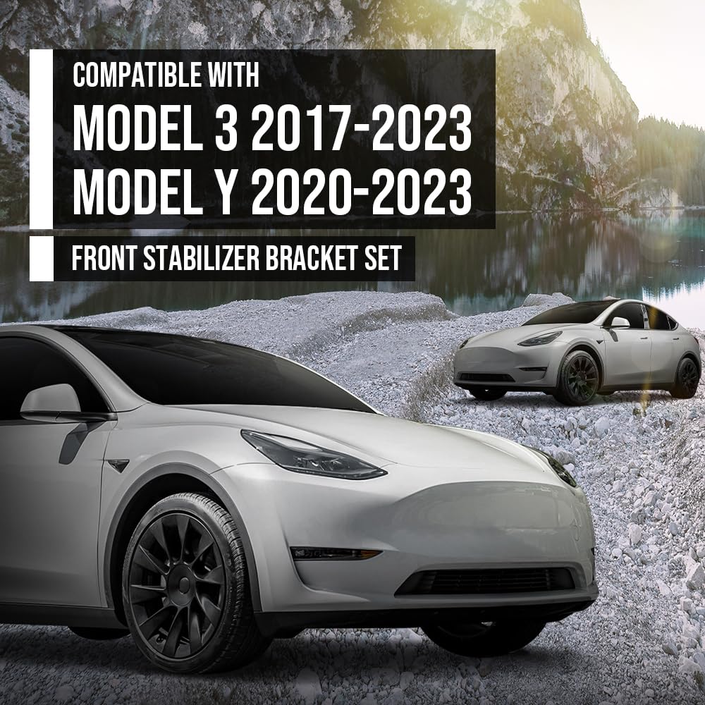 G-PLUS Front Stabilizer Buckle Balance Bar Bracket Set Compatible with Tesla Model 3 2017-2023 Fit Tesla Model Y 2020-2023 1188383-00-A, 1188383 00 A Silver