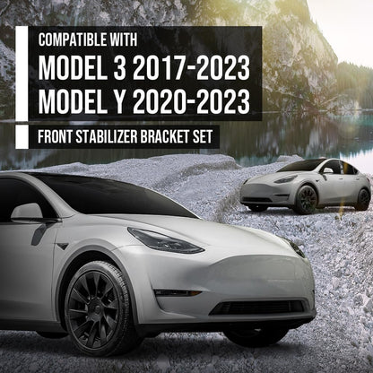 G-PLUS Front Stabilizer Buckle Balance Bar Bracket Set Compatible with Tesla Model 3 2017-2023 Fit Tesla Model Y 2020-2023 1188383-00-A, 1188383 00 A Silver