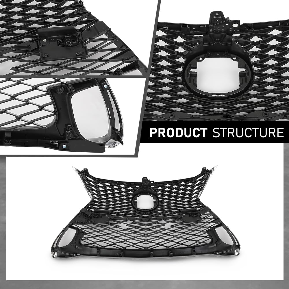 G-PLUS Grille Compatible with LX GS200t 2016-2017/GS350 2016-2020/GS450h 2016-2018 with F Sport Package with Park Assist Front 5310130890, LX1200192 Gray