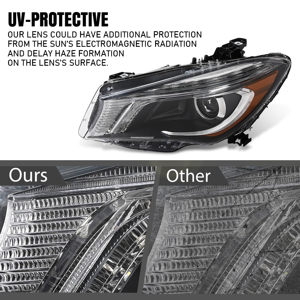 G-PLUS Headlight Left Side Assembly Compatible with Benz CLA250 CLA45 2014 2015 2016 without modules and ballasts 1179065500, MB2502224 Black