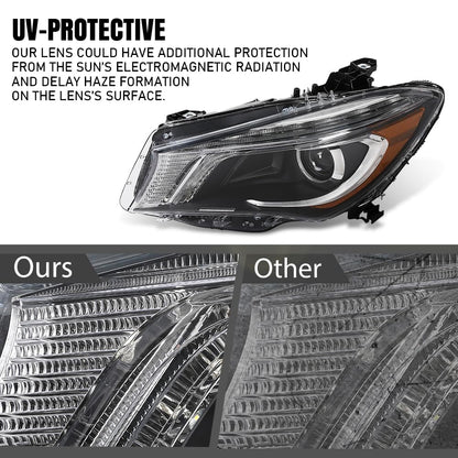 G-PLUS Headlight Left Side Assembly Compatible with Benz CLA250 CLA45 2014 2015 2016 without modules and ballasts 1179065500, MB2502224 Black