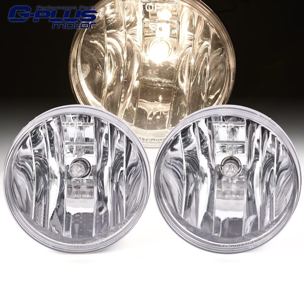 G-PLUS Fog Lights w/Bulbs Compatible With 07-14 GMC Sierra 1500/2500 / 3500 N, Front Bumper Driving Lamps,Clear lens Chrome Housing