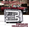 G-PLUS LED DRL Headlights, Compatible with Ford F250 F350 F450 F550 Super Duty 2005 2006 2007 Bumper Headlamps, Clear Lens Chrome Housing Clear Reflector,faros delanteros