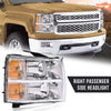 G-PLUS Headlights Assembly Compatible with Chevy Silverado 2007-2013/Fit Chevy Silverado 2500 HD 3500 HD 2007-2014 Bumper Headlamp Right Passenger Side Clear lens Chrome Housing Amber Reflector