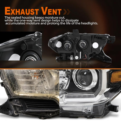 G-PLUS LED Headlight Assembly Left and Right Side w/LED Daytime Running Compatible with Toyota Tacoma 2016-2023 81150-04270, TO2502244 OEM Fit Standard 2 PCS White