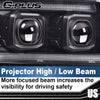 G-PLUS LED Tube Dual Projector Headlights, Compatible with 2007-2014 Chevy Tahoe/Suburban Bumper Headlamps Assembly, Clear Lens Black Housing Amber Reflector,faros delanteros