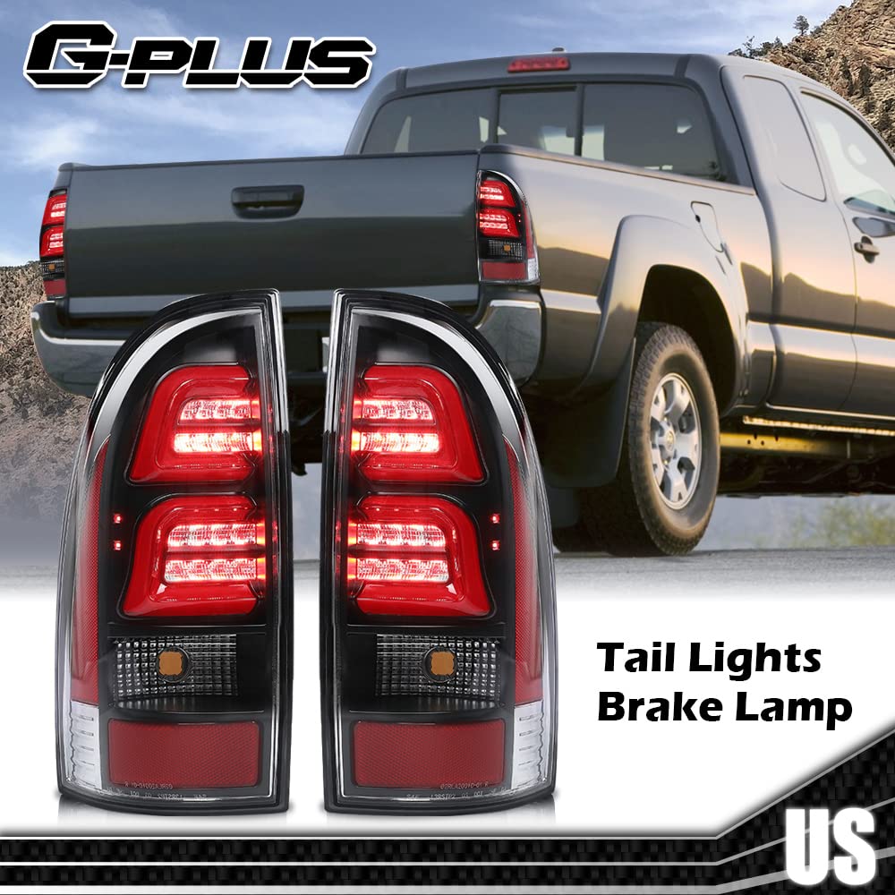 G-PLUS LED Rear Tail Lights Assembly,Compatible with Toyota Tacoma 2005-2015 Brake Tail Lamps, 8155004150, 8156004150 Red Black Luces Traseras
