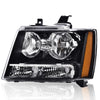 G-PLUS Headlights Assembly Fit Chevy Tahoe Subarban Avalanche 2007-2014 Set Left Driver Side Bumper Corner Headlamp Clear Lens Black Housing Amber Reflector Bumper Headlamps,faros delanteros