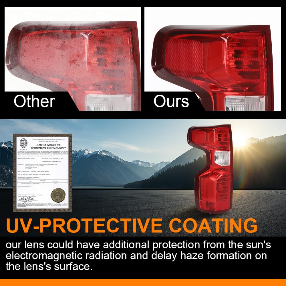 G-PLUS Tail Light Beake Lamp Compatible with Chevy Silverado 1500 2019-2023,Fit Silverado 2500HD 3500HD 2020-2023,Fit Halogen Type Only,Not Fit w/Factory LED Tail Light,Left Luces TraserasAssembly