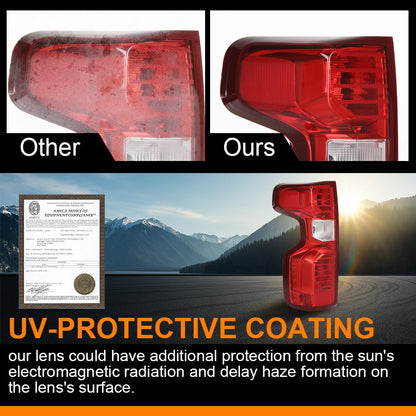 G-PLUS Tail Light Beake Lamp Compatible with Chevy Silverado 1500 2019-2023,Fit Silverado 2500HD 3500HD 2020-2023,Fit Halogen Type Only,Not Fit w/Factory LED Tail Light,Left Luces TraserasAssembly