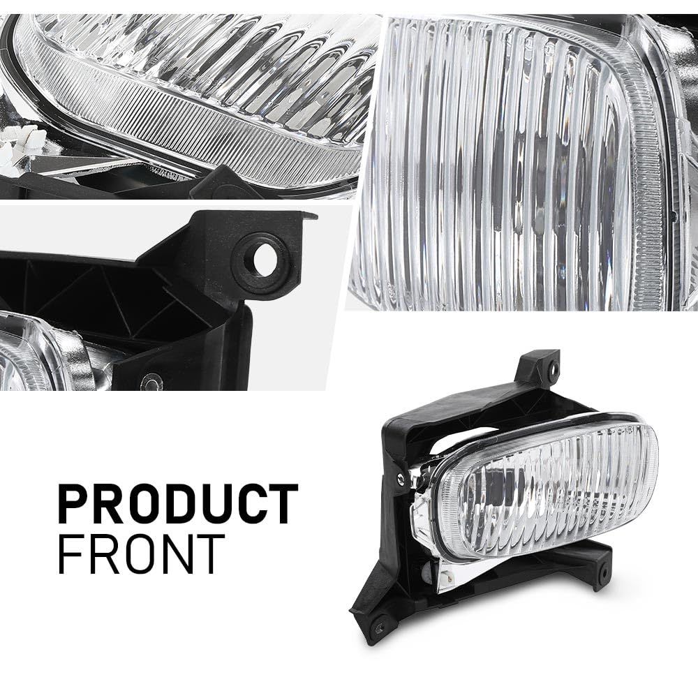G-PLUS Fog Lights w/Bulbs Driver and Passenger Side Pair Clear Fit Toyota Tundra (submodel: Base, Limited, SR5) 2000 2001 2002 2003 2004 2005 2006 812100C010 812200C010 TO2593102 TO2592102