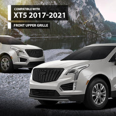 G-PLUS Front Bumper Upper Grille for Cadillac XT5 2017-2021 Gloss Black Front View