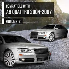 G-PLUS Fog Lights 2PCS for Audi A8 D3 2004-2007 Black Front View