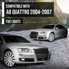G-PLUS Pair Side Front Bumper Fog Light Lamps Compatible with Audi A8 D3 2004-2007 4E0941699A, 4E0941700A Black