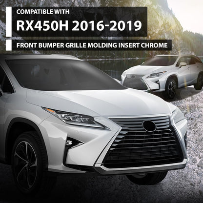 G-PLUS Front Bumper Grille Molding Insert Chrome Compatible with LX RX350 RX450h 2016-2019 LX1210114, 5312148130, 53121-48130, 5312148130 ABS Silver