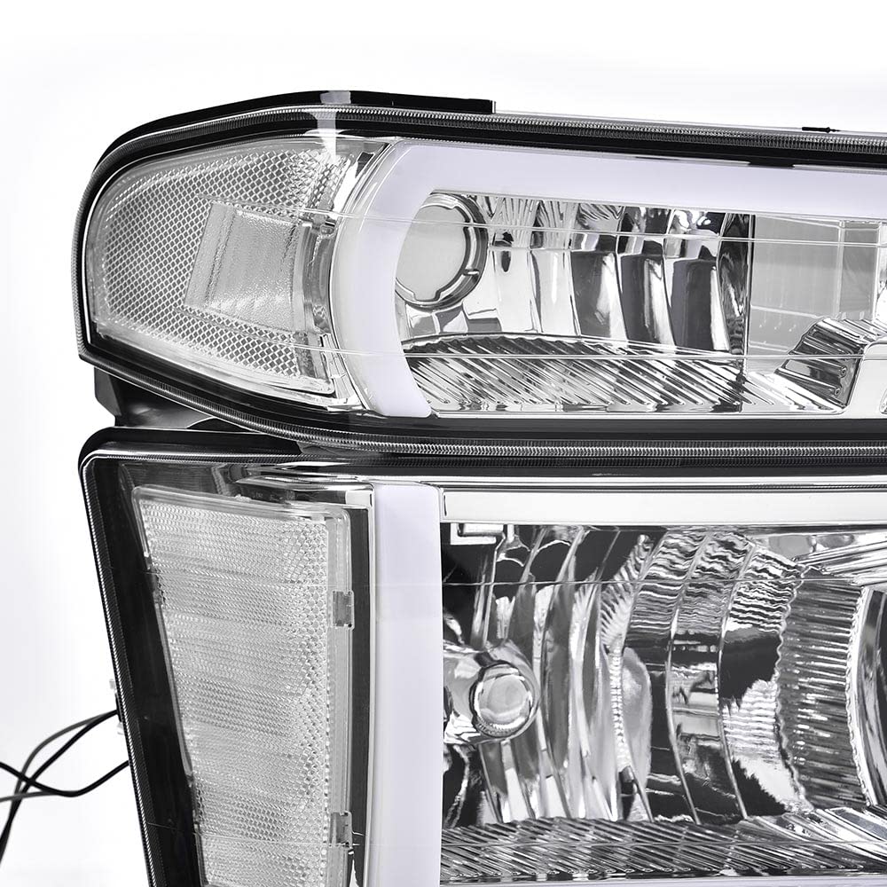 G-PLUS LED Headlights Compatible with Chevy Colorado/GMC Canyon 2004-2012,Fit Isuzu i-280 i-350 2006,Fit Isuzu i-290 i-370 2007-2008 Headlamps Clear Lens Chrome Housing Clear Reflector