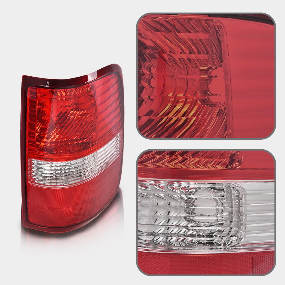G-PLUS Tail Lights Compatible with Ford F150 King Ranch, Lariat, XL 2004-2006,Red Lens Right Passenger Rear lamps Luces Traseras, Faros Traseros 5L3Z13404CA, 6L3Z13404BA, FO2801182Assembly