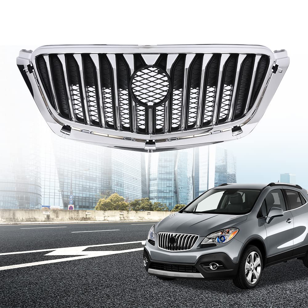 G-PLUS Front Grille Black with Chrome Molding Compatible with 2013 2014 2015 BUICK Encore 16 Encore AWD 95292990, 95384115, 25980527, GM1200690
