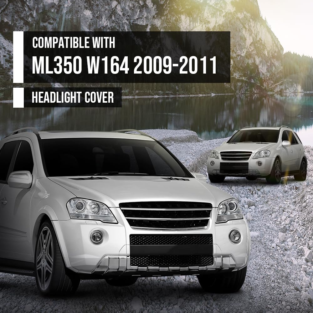 G-PLUS Headlight Lens Cover Compatible with Benz ML-Class W164 ML350 2009-2011 Left & Right Front Headlamp Lens Cover Clear