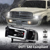 G-PLUS LED Light Strip Headlights w/o Bulbs Fit Dodge Ram 1500 1994-2001/Dodge Ram 2500 3500 1994-2002 Clear Lens Black Housing Clear Reflector Bumper Headlamps,faros delanteros Assembly