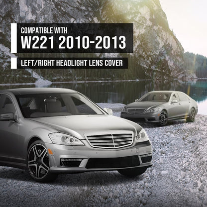 G-PLUS Headlight Lens Cover Compatible with Benz S-Class W221 2010-2013 Left & Right Front Headlamp Lens Cover Clear