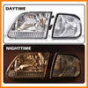 G-PLUS Headlights w/Bulbs, Fit Ford 1998-2003 F150/Fit 1997-2002 Expedition Bumper Headlamps, Clear Lens Chrome Housing Clear Reflector Left & RightBumper Headlamps,faros delanteros