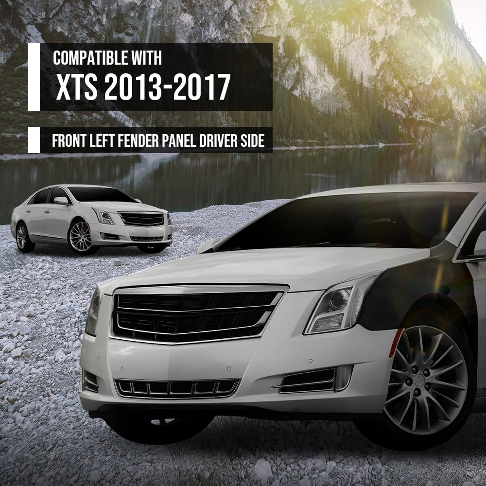 G-PLUS Front Fender Left Driver Side Compatible with Cadillac XTS 2013-2017, Fit XTS Vsport Platinum 2014-2017 Fit XTS Vsport Premium 2014-2016 23149537, GM1240379 Black