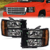 G-PLUS Tube Projector Headlights Assembly Fit GMC Sierra 1500 2007-2013 /Fit for GMC Sierra 2500HD 3500HD 2007-2014 Headlamps Left & Right Clear Lens Black Housing Amber Reflector,faros delanteros