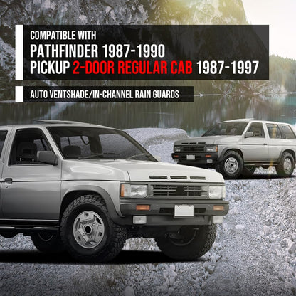 G-PLUS in-Channel Rain Guards 2pcs Compatible with Nissan Pathfinder 1987-1990 Compatible with Nissan Pickup 2-Door Regular Cab 1987-1997 Smoke