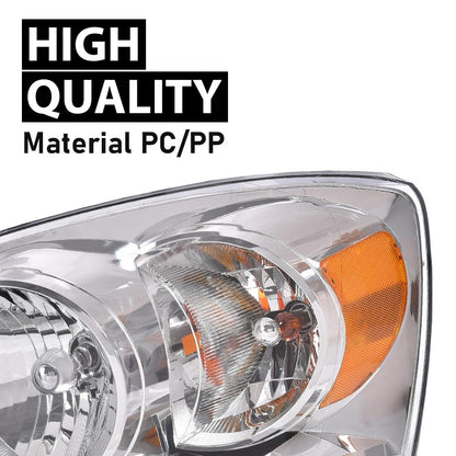 G-PLUS Headlights w/Bulbs Left Driver Side Compatible with Dodge Ram 1500 2006-2008/HEADLIGHTS | Fit Dodge Ram 2500 3500 2006-2009,Clear Lens Chrome Housing Amber Reflector Bumper Headlamps,faros Assembly